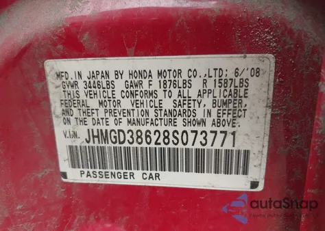 2008 Honda Fit Sport z USA, uszkodzony, nr VIN JHMGD38628S073771